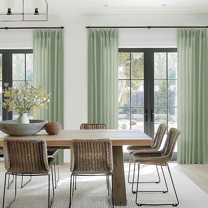 Pinch Pleated 105 Inch Long Linen Curtains - Image 8