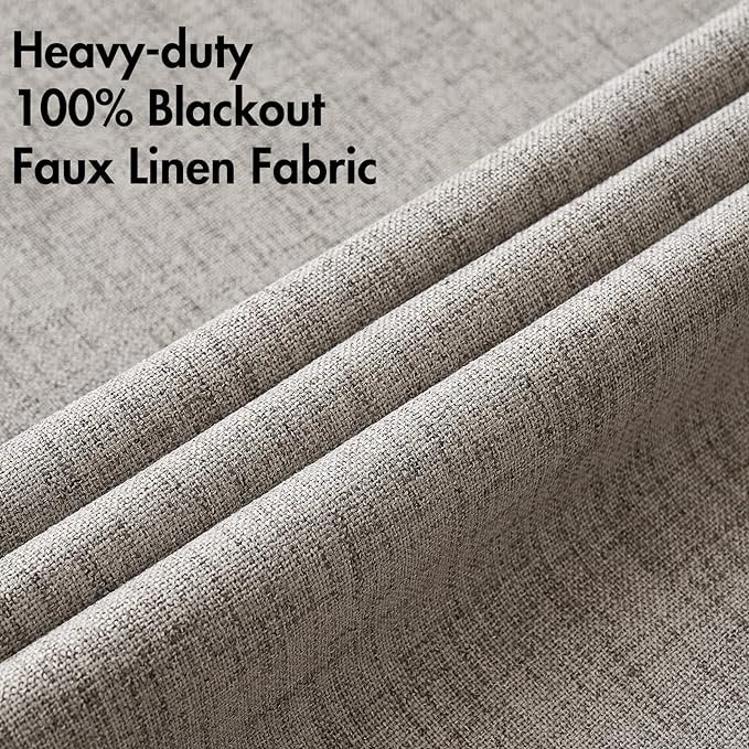 MIULEE 100% Blackout Linen Textured Curtains - Image 5