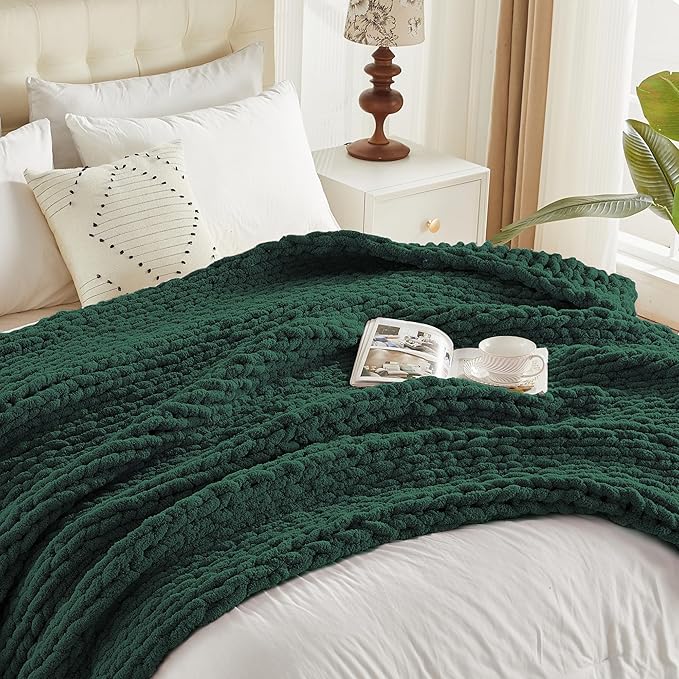 Carriediosa Chunky Knit Throw Blanket 50" X 60", 100% Hand Made Large Chenille - Image 9