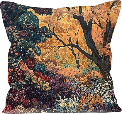 Rustic William Morris Inspired Autumn Forest Decor Throw Pillow Covers 18x18 by Unknown