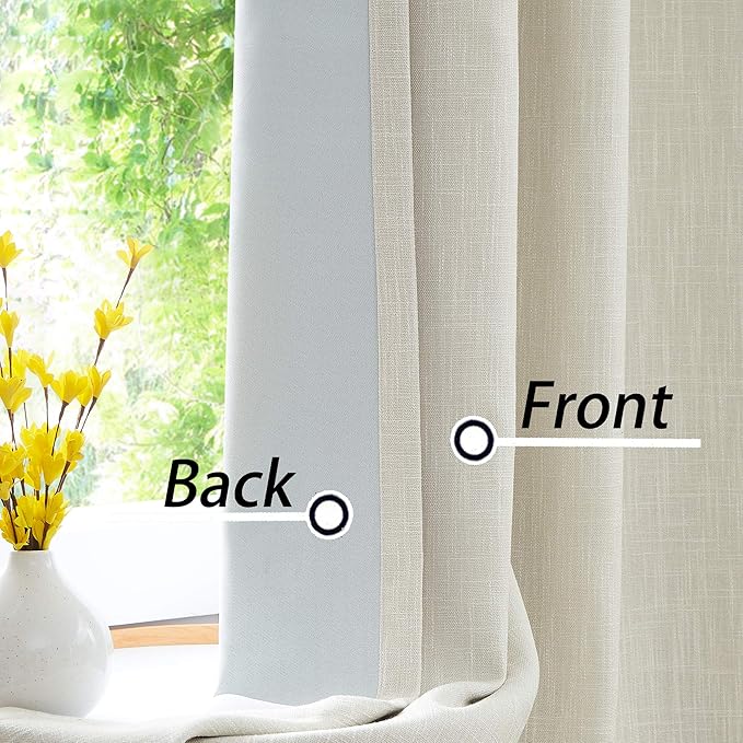 Beige Full Blackout Curtain Panel Thermal Insulated Energy Efficient Window - Image 3