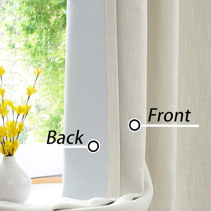 Beige Full Blackout Curtain Panel Thermal Insulated Energy Efficient Window - Image 2