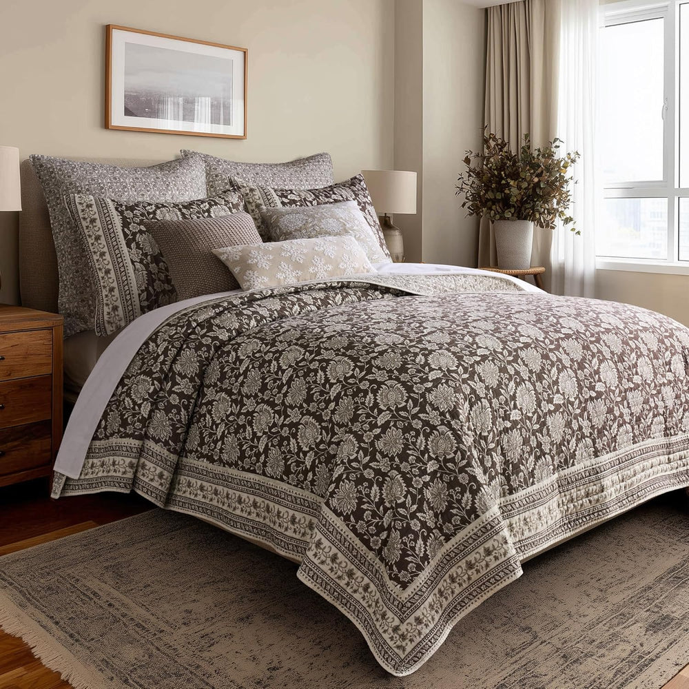 Levtex Home Adare Cocoa Reversible King/Cal King Quilt Set (106x92in) and 2 P...