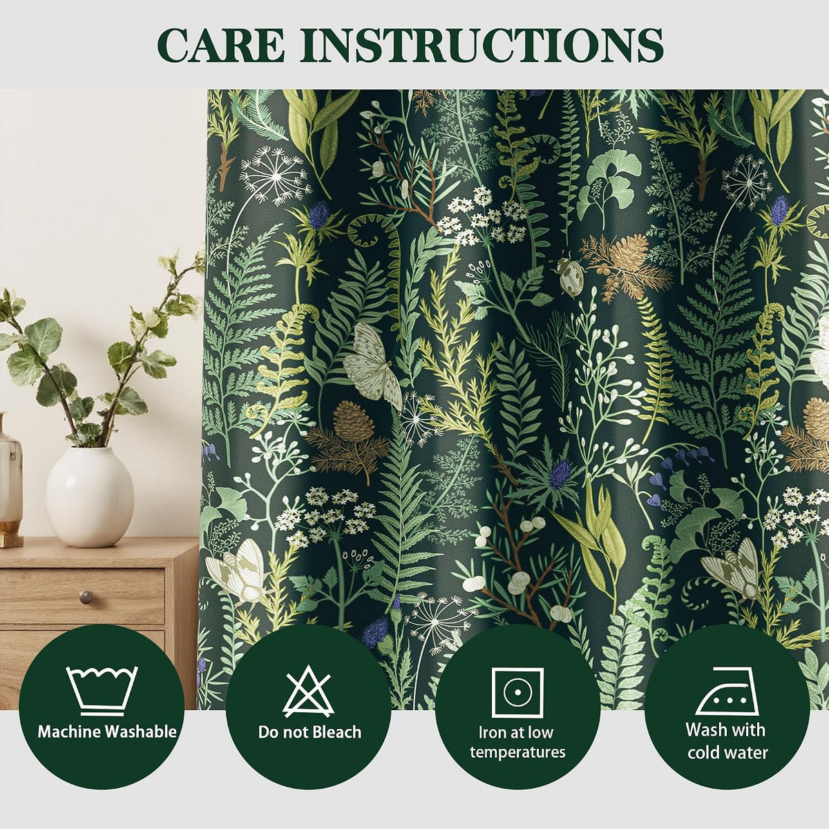 botanical 100% blackout curtains for bedroom 63 inch on a desk or shelf