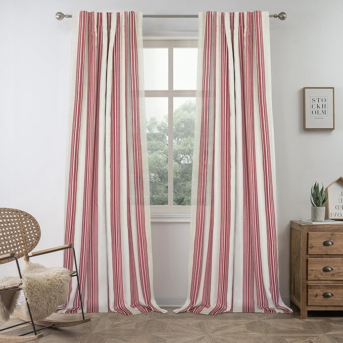 DriftAway Farmhouse Vertical Striped Linen Blend Textured Light Filtering Semi by DriftAway