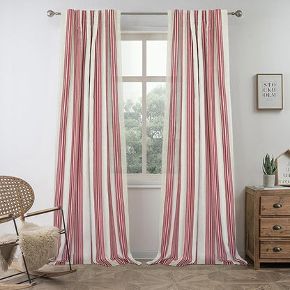 DriftAway Farmhouse Vertical Striped Linen Blend Textured Light Filtering Semi by DriftAway