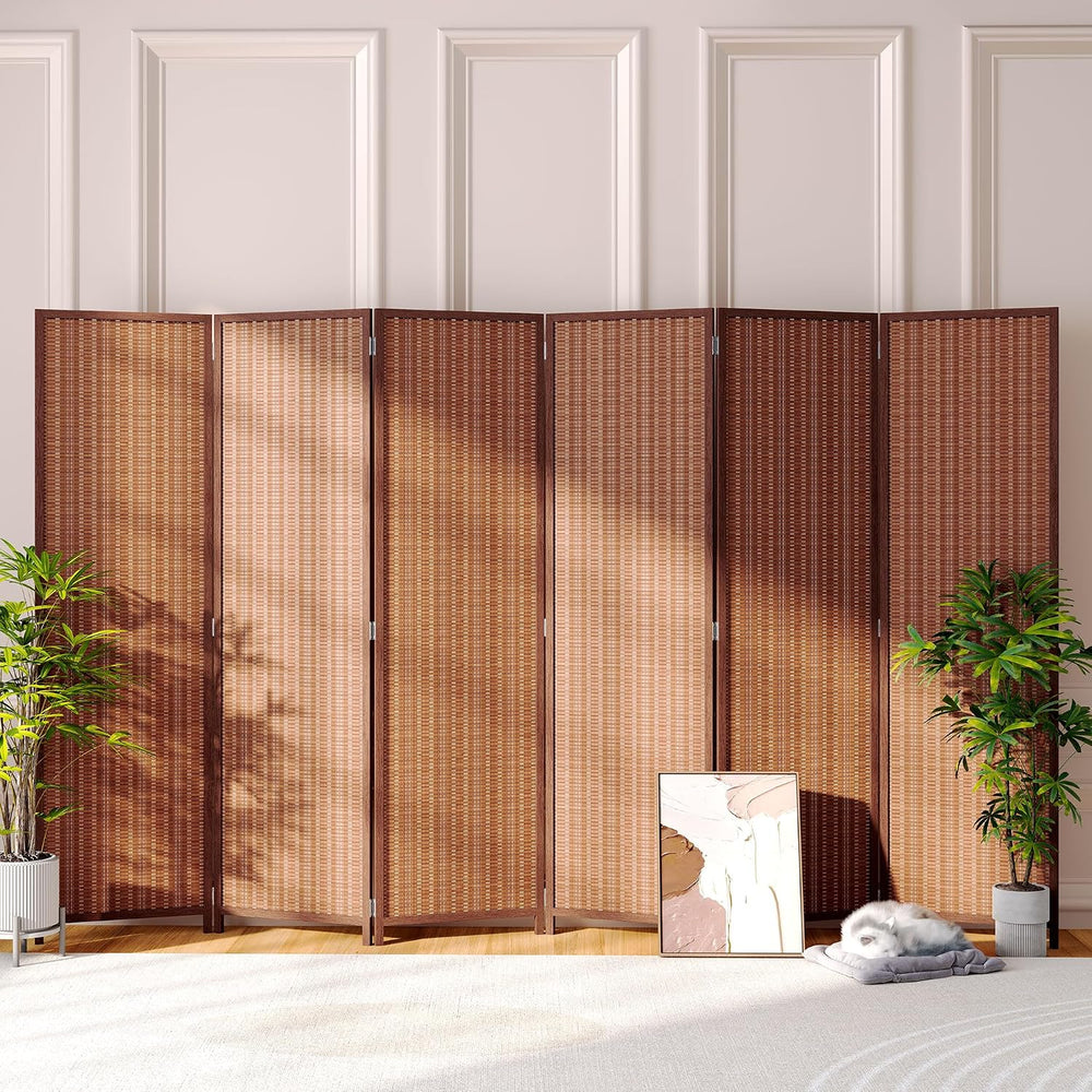 JOSTYLE 6 Panel Folding Privacy Screen 6ft Bamboo Freestanding Room Divider