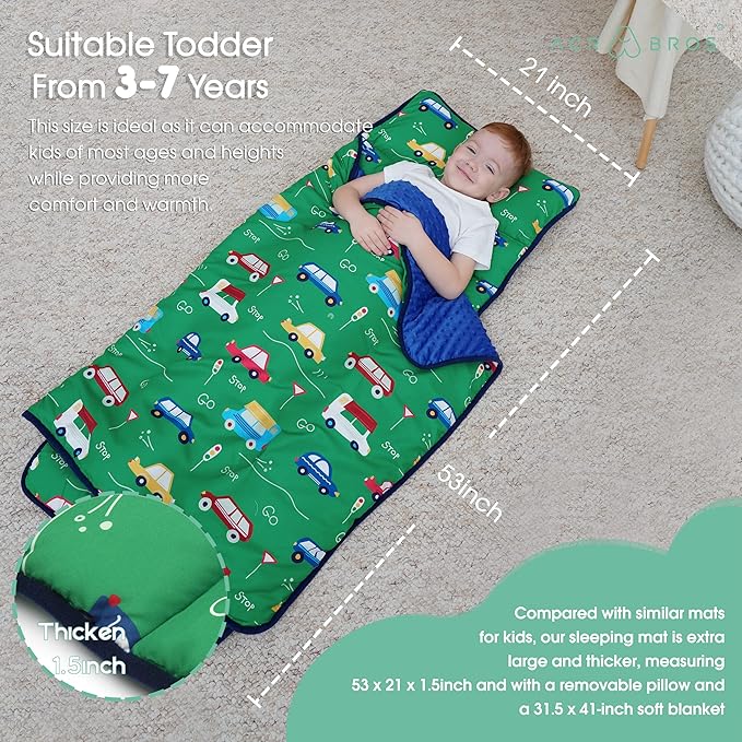 ACRABROS Toddler Nap Mat with Pillow and Blanket, Extra Large Rolled Napping - Image 7