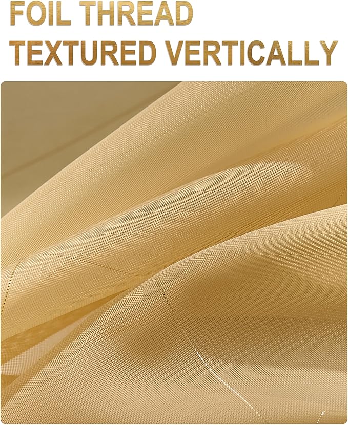 Stripe Gold Sheer Curtains 120 Inch Length Extra Long - Image 2