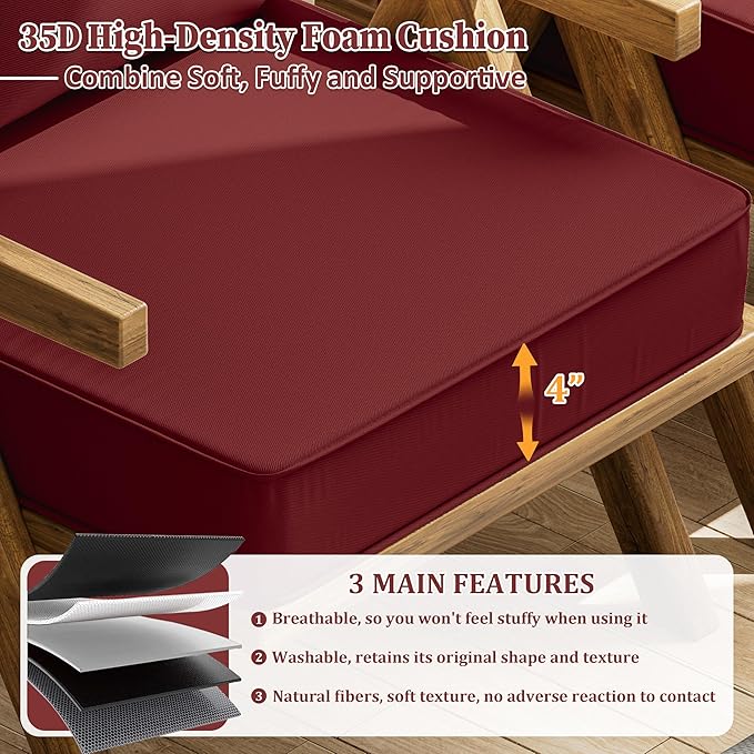 Outdoor Seat Cushion Set 22 L × 24 W × 5 H Inch Waterproof & Fade Resistant - Image 3