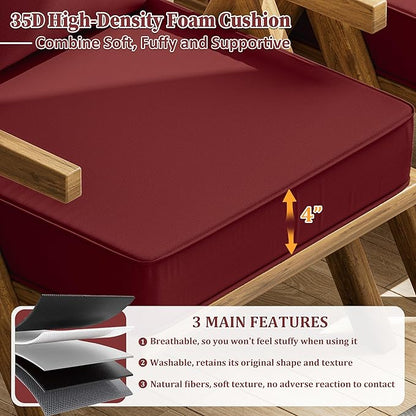 Outdoor Seat Cushion Set 22 L × 22 W × 4 H Inch Waterproof & Fade Resistant - Image 3