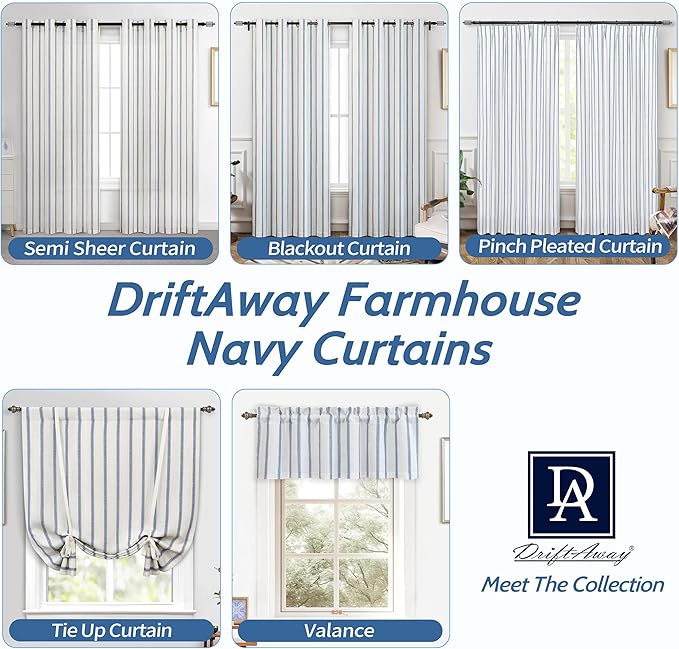 DriftAway Farmhouse Vertical Striped Linen Blend Textured Light Filtering Semi - Image 6