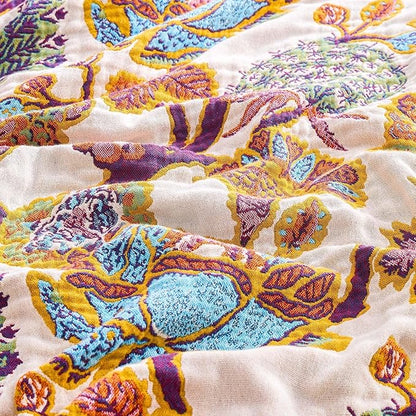 Boho Throw Blanket for Bed, 100% Cotton Soft Rustic Quilt Fall Blanket - Image 5