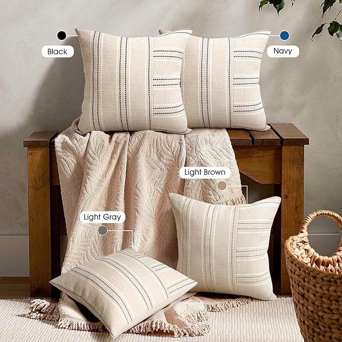 AELS 16x16 Decorative Farmhouse Linen Throw Pillow Covers, Boho Textured Pillow - Image 6