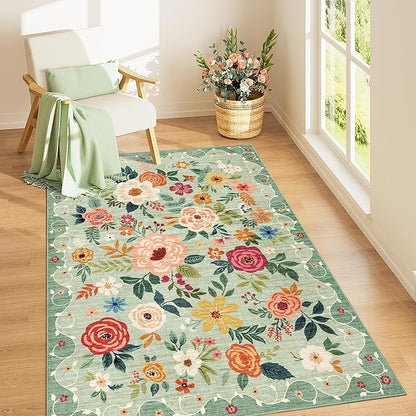 DUKINO 4x6 Area Rug, Floral Rugs by DUKINO