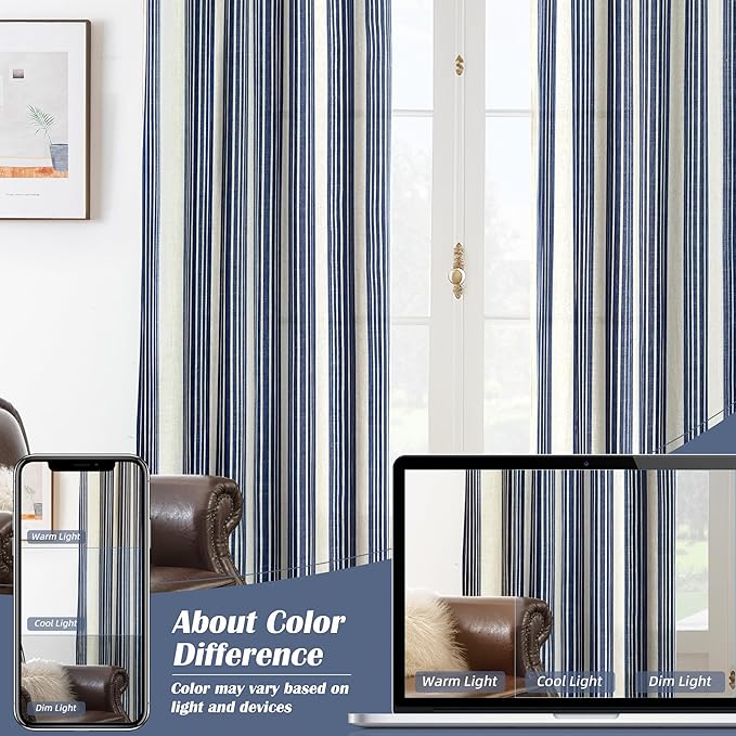 DriftAway Farmhouse Vertical Striped Linen Blend Textured Light Filtering Semi - Image 6