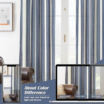 DriftAway Farmhouse Vertical Striped Linen Blend Textured Light Filtering Semi - Image 6