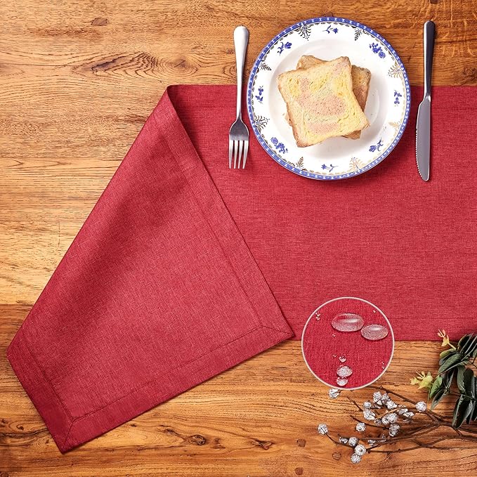 Mebakuk Linen Farmhouse Table Runner Large Burlap Style Soft and Waterproof - Image 2