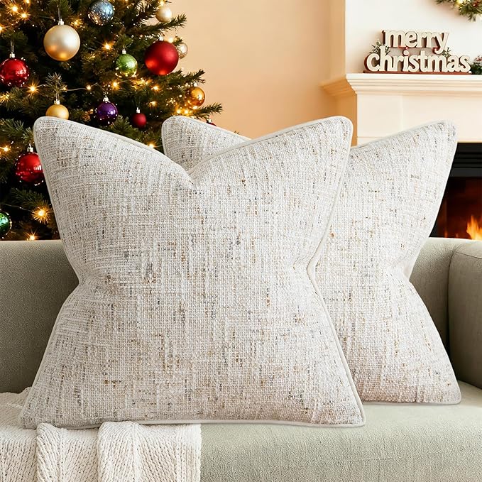 a moment Christmas Beige Reversible Pillow Covers 2 Pack by amoment