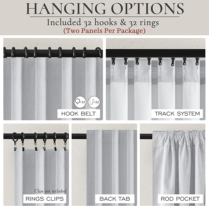 Light Grey Blackout Curtains 96 Inch Length 2 Panels Set - Image 3