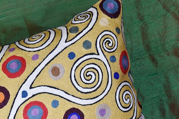 Decorative Pillow Cover Tree of Life Yellow Gold Pillows Botanical Yellows - Image 2