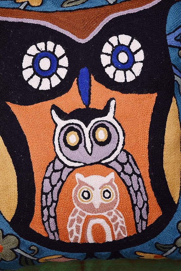 Nestling Owl Pillow Cover | Colorful Owls Pillows | Modern Owl Cushion | Owl - Image 7