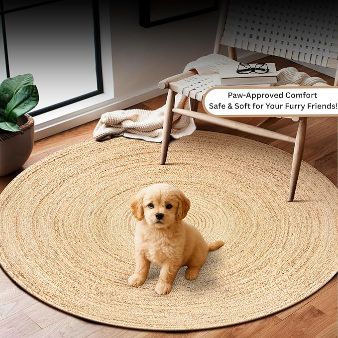 Ramanta Home Hand Woven Jute Braided Rug 4' Round - Image 7