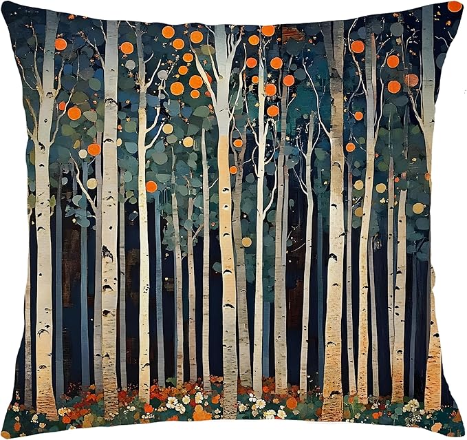 Rustic William Morris Inspired Autumn Forest Decor Pillow Covers 18x18 by Unknown