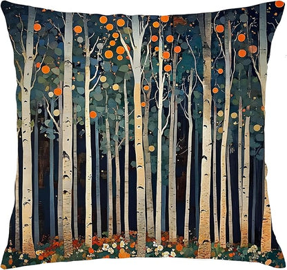 Rustic William Morris Inspired Autumn Forest Decor Pillow Covers 18x18 by Unknown