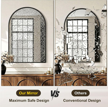 amoise arched bathroom mirror for wall, 2pack 30"x20", side view
