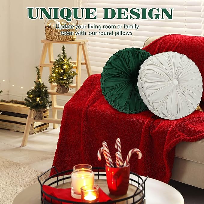Yerliker 6 Pcs Floor Pillow Cushions 15inch Round Velvet Throw Pillows Colorful - Image 4