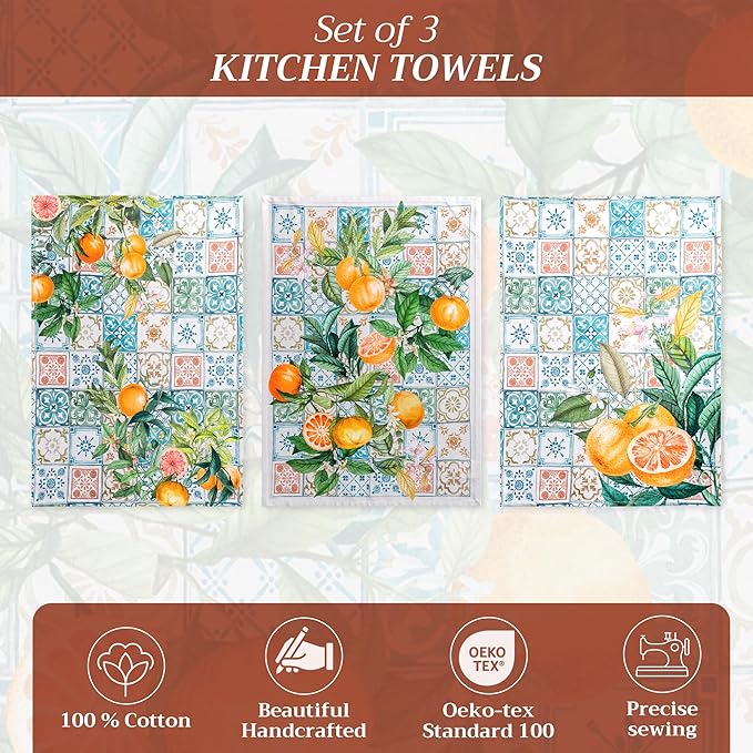 Maison d' Hermine Kitchen Towels Set of 3 100% Cotton 27.50" x 20" Reusable - Image 2