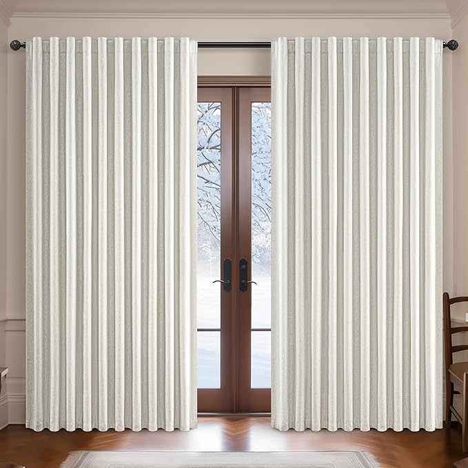 Birch Blackout Curtains 60 Inches Extra Wide Cute Linen 84 Inch Length by QJMYDECO