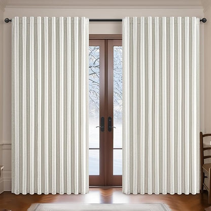 Birch Blackout Curtains 60 Inches Extra Wide Cute Linen 84 Inch Length by QJMYDECO