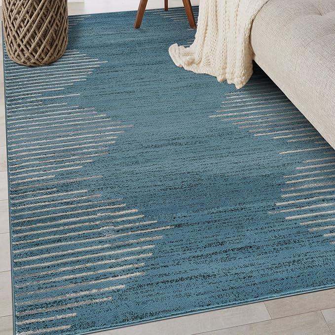 Rugshop Bohemian Stripe Stain Resistant High Traffic Living Room Kitchen - Image 8