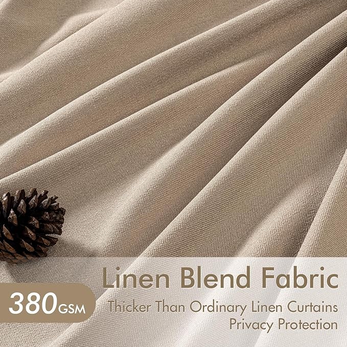 MIULEE Pinch Pleated Thick Linen Curtains 90 Inch 4 Panels Set Back Tab Memory - Image 3