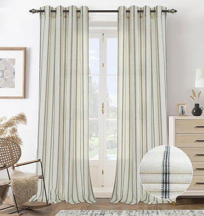 DriftAway Farmhouse Vertical Striped Linen Blend Textured Light Filtering Semi by DriftAway