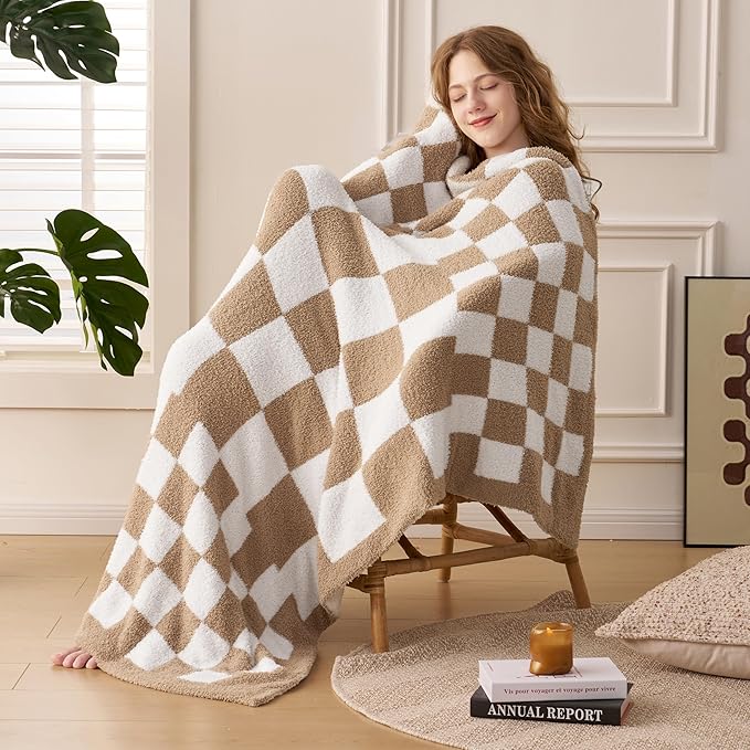 Joiedomi Throw Blanket for Couch Bed, Checkered Knitted Blankets Gifts for - Image 5