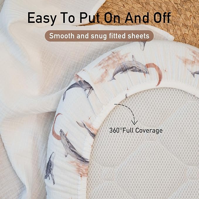 Gllquen Baby Muslin Bassinet Sheets 3 Pack, Breathable Elastic Cozy Fitted - Image 6