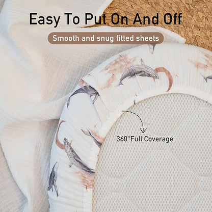 Gllquen Baby Muslin Bassinet Sheets 3 Pack, Breathable Elastic Cozy Fitted - Image 6
