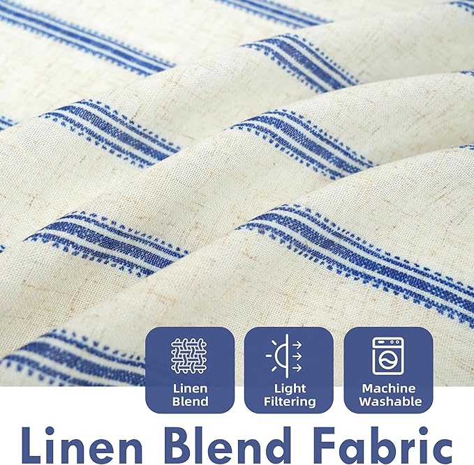 DriftAway Farmhouse Vertical Striped Linen Blend Textured Light Filtering Semi - Image 2