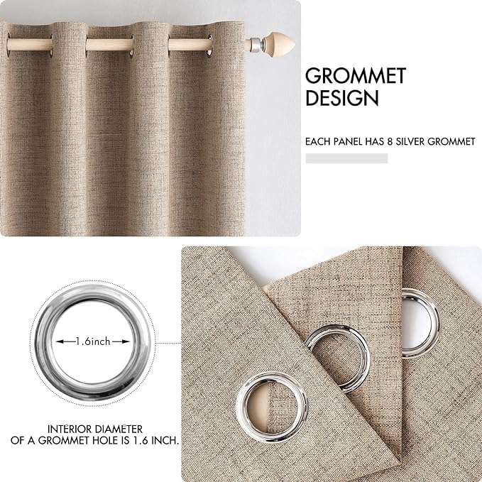 MIULEE 100% Blackout Linen Textured Curtains - Image 4