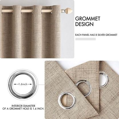 MIULEE 100% Blackout Linen Textured Curtains - Image 4
