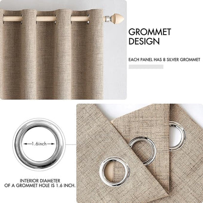 MIULEE 100% Blackout Linen Textured Curtains - Image 4