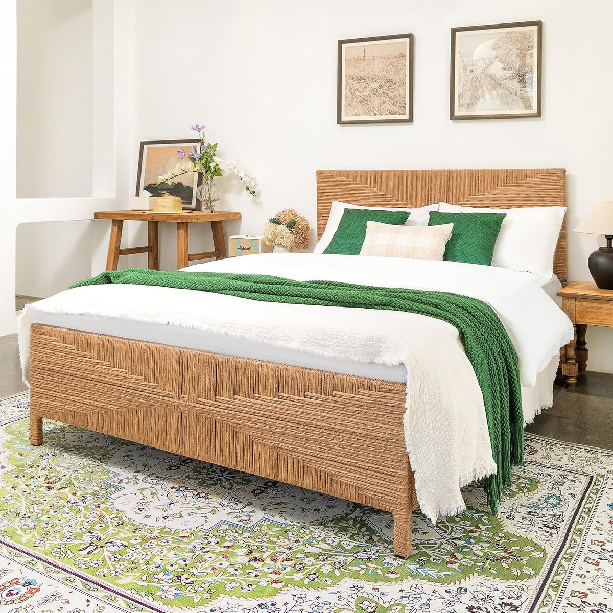 yechen boho full bed frame with headboard and, view 9