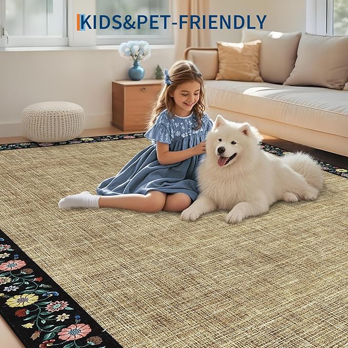 GarveeHome Washable Area Rugs for Bedroom 5x7 Living Room Modern Floral Throw - Image 7