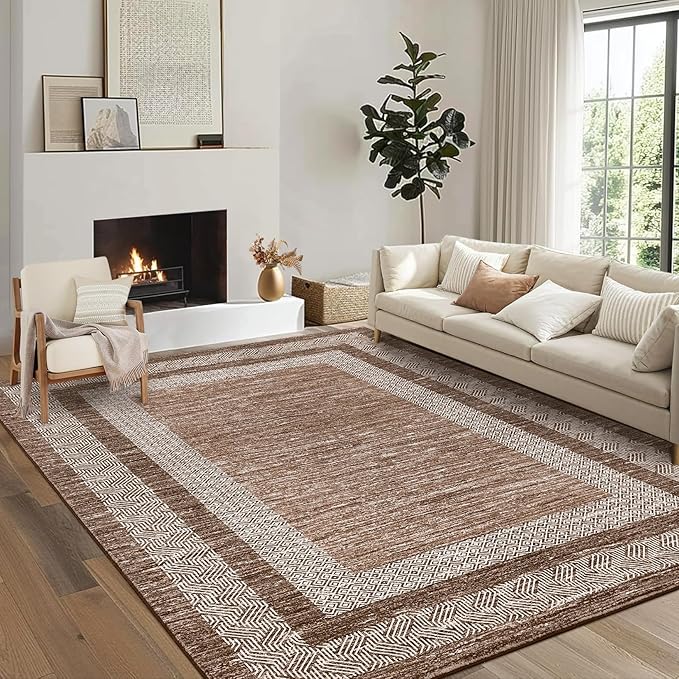 GarveeHome Washable Rug 5x7 Modern Bordered Rug by GarveeHome