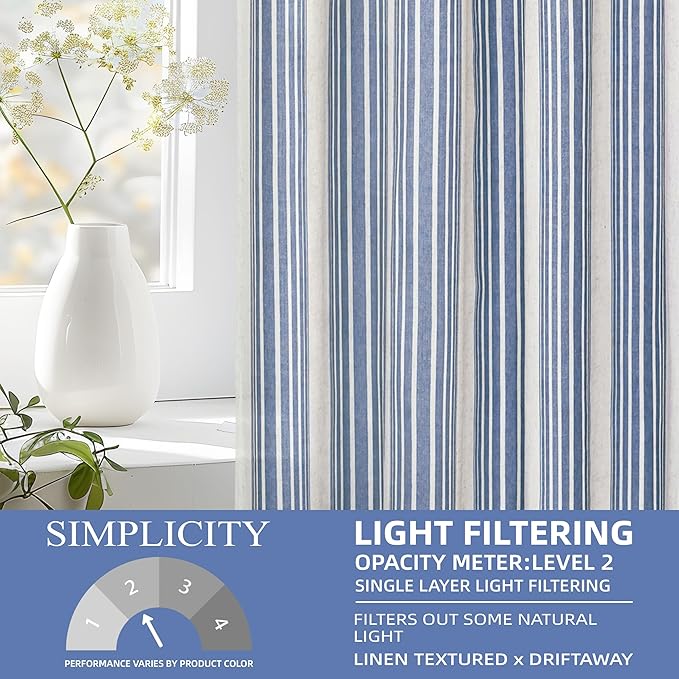 DriftAway Farmhouse Vertical Striped Linen Blend Textured Light Filtering Semi - Image 4