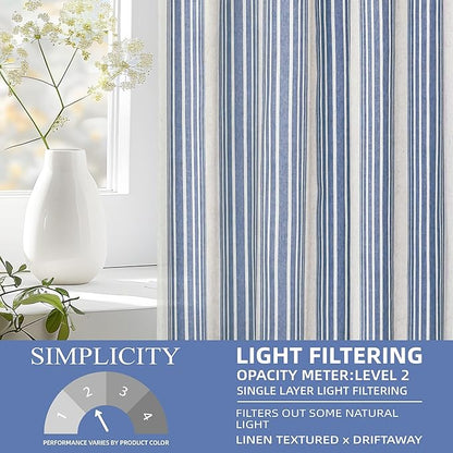 DriftAway Farmhouse Vertical Striped Linen Blend Textured Light Filtering Semi - Image 4