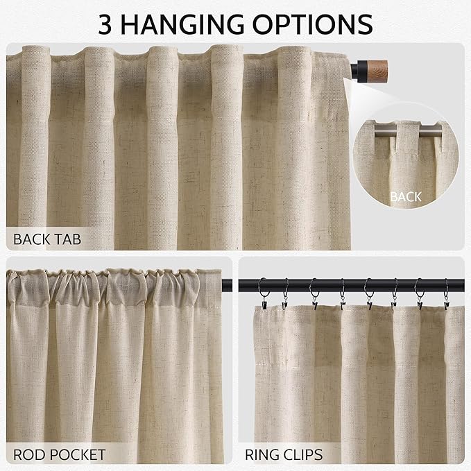Nanspring Rustic Farmhouse Linen Curtains - Image 2